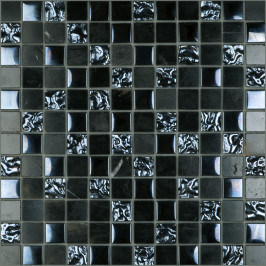mosaique en pierre naturelle, carrelage mosaique, noir, carrelage sur filet, salle de bain, douche, Tilestone
